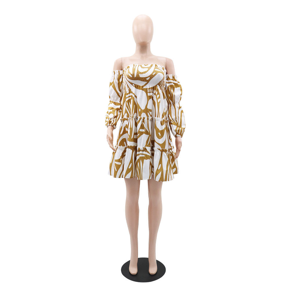 Off Shoulder Sexy long sleeves ruffled casual dress 3