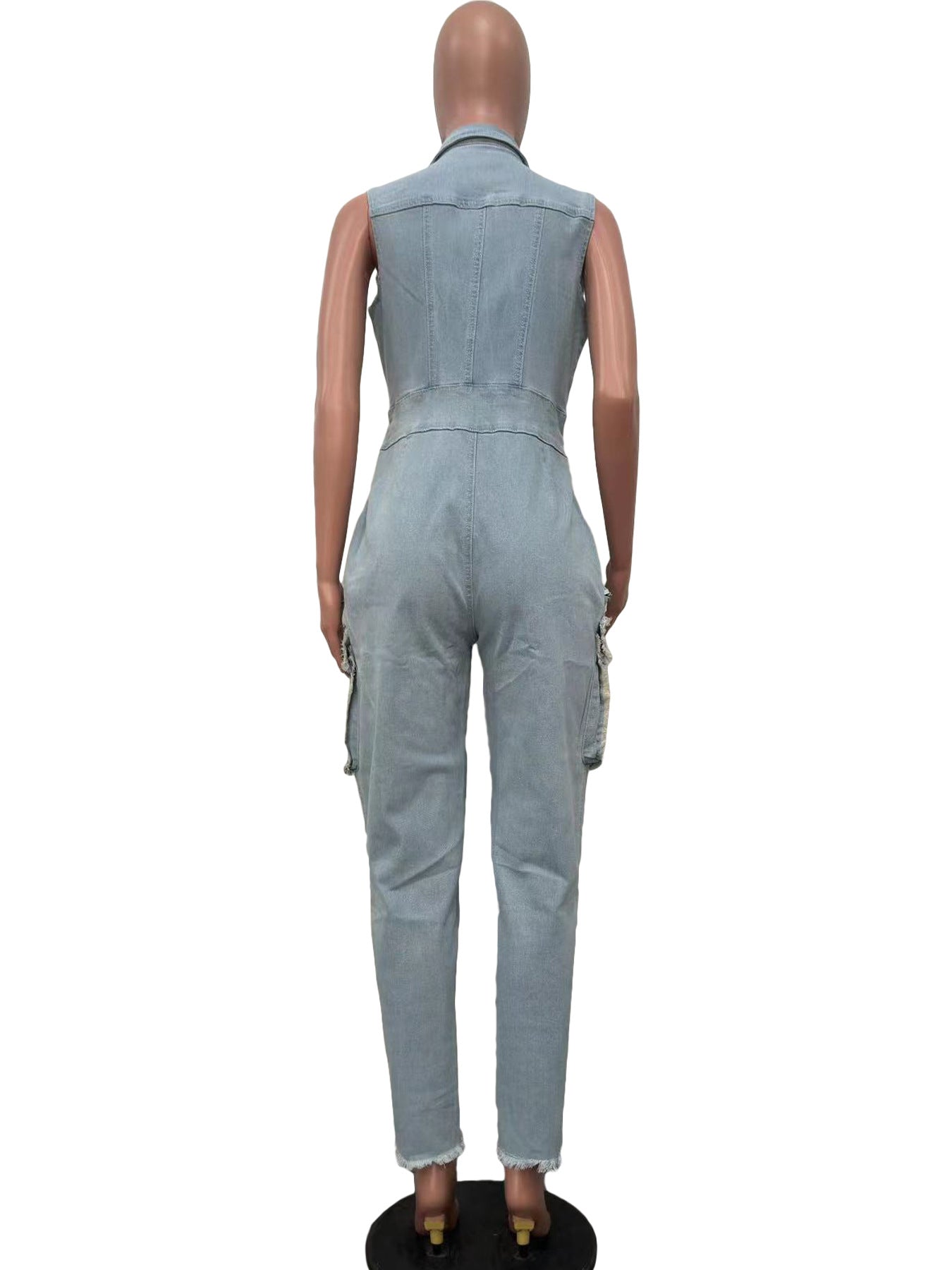 Women Summer Pockets Denim Jumpsuit 6