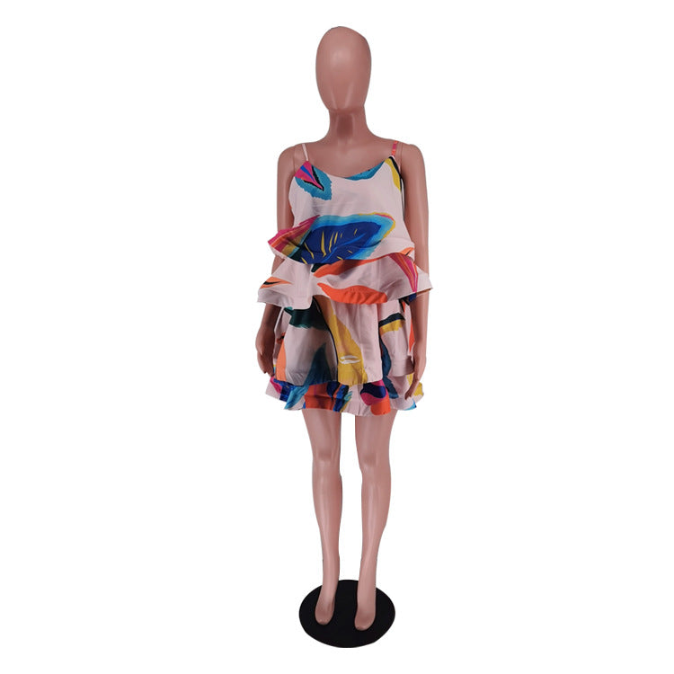 Women's?˜Clothing?˜Layered?˜Printed?˜Straps?˜Dress 6