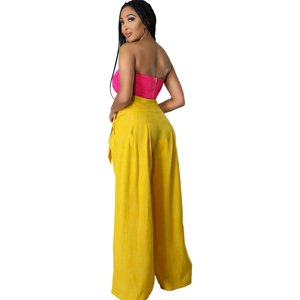 Women Spring  High Waisted Casual Wide Leg Pants 5