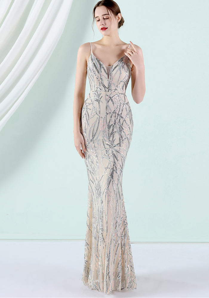 Plus Size Women Sequined Formal Party Maxi Evening Dress