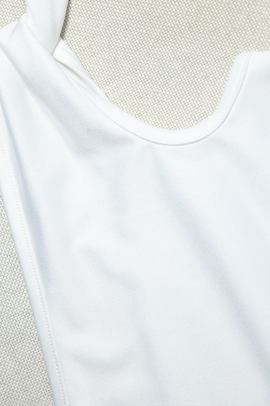 Women's Casual Slash Shoulder Top Slit Skirt Two-Piece Set 11