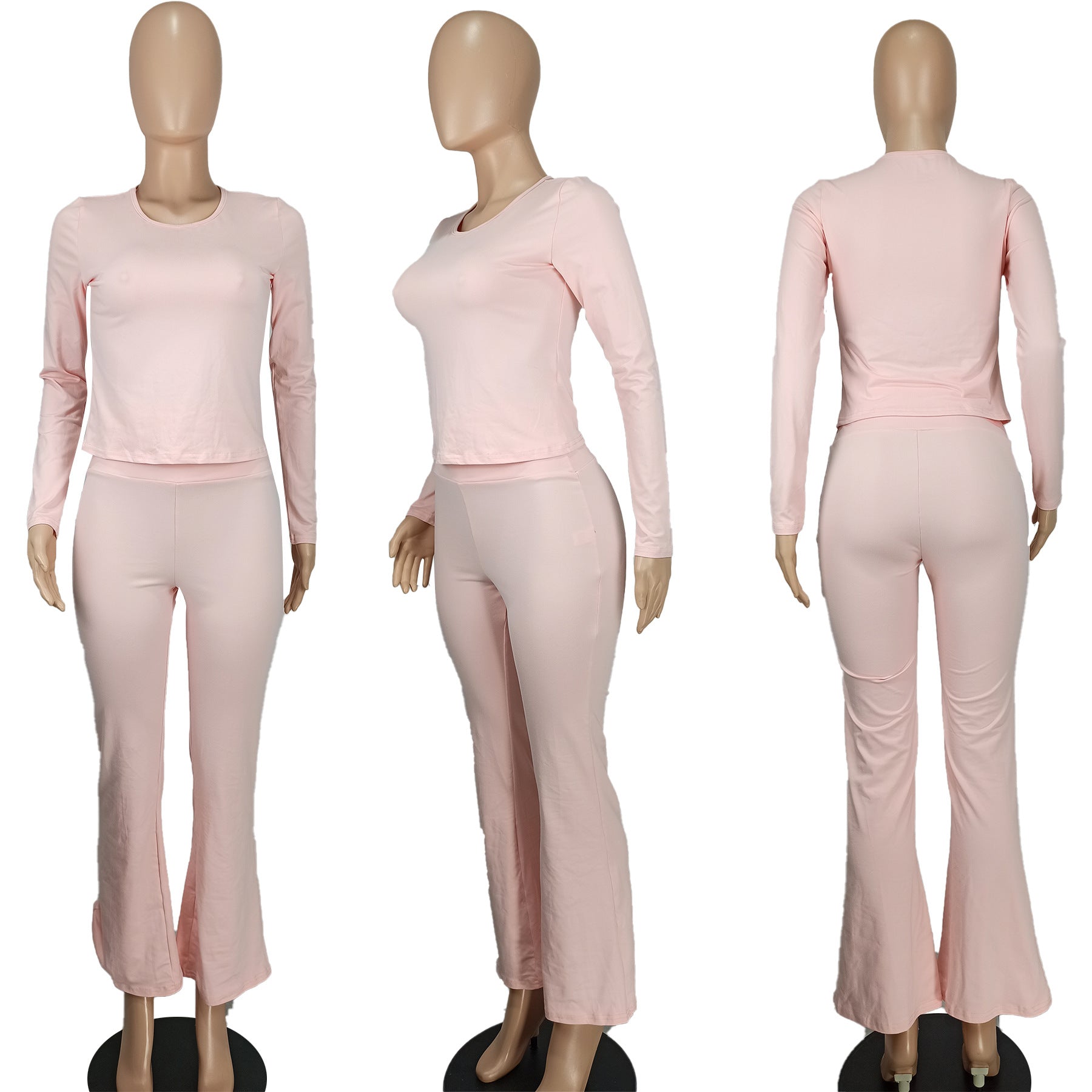 Women's Fashion Casual Solid Sim Long Sleeve Two-Piece Pants Set 20