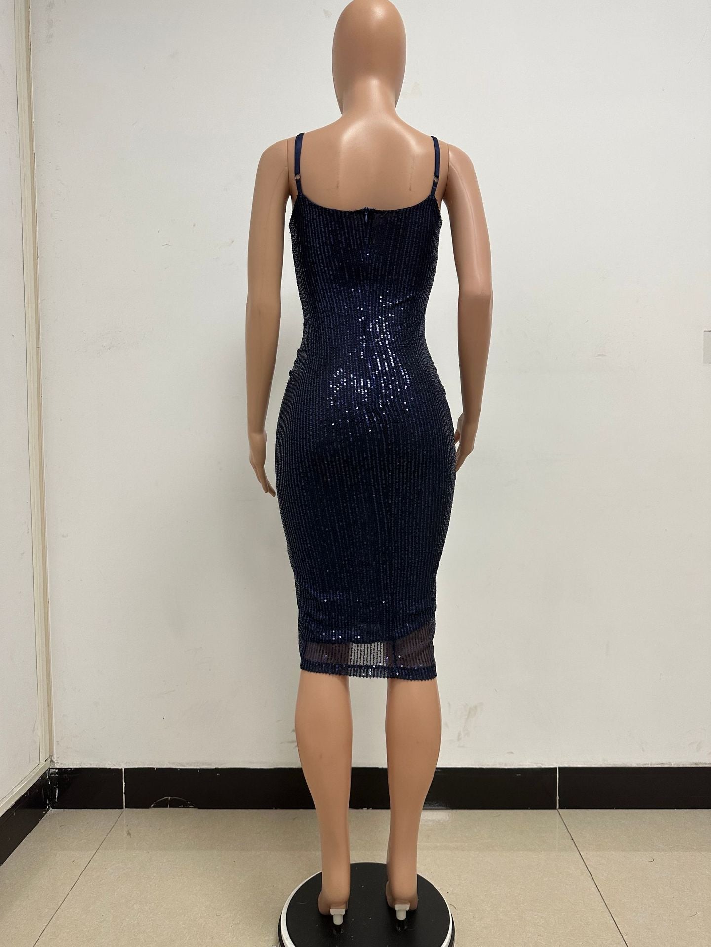 Summer Women's Sleeveless Low Back Straps Sequin Party Dress 54