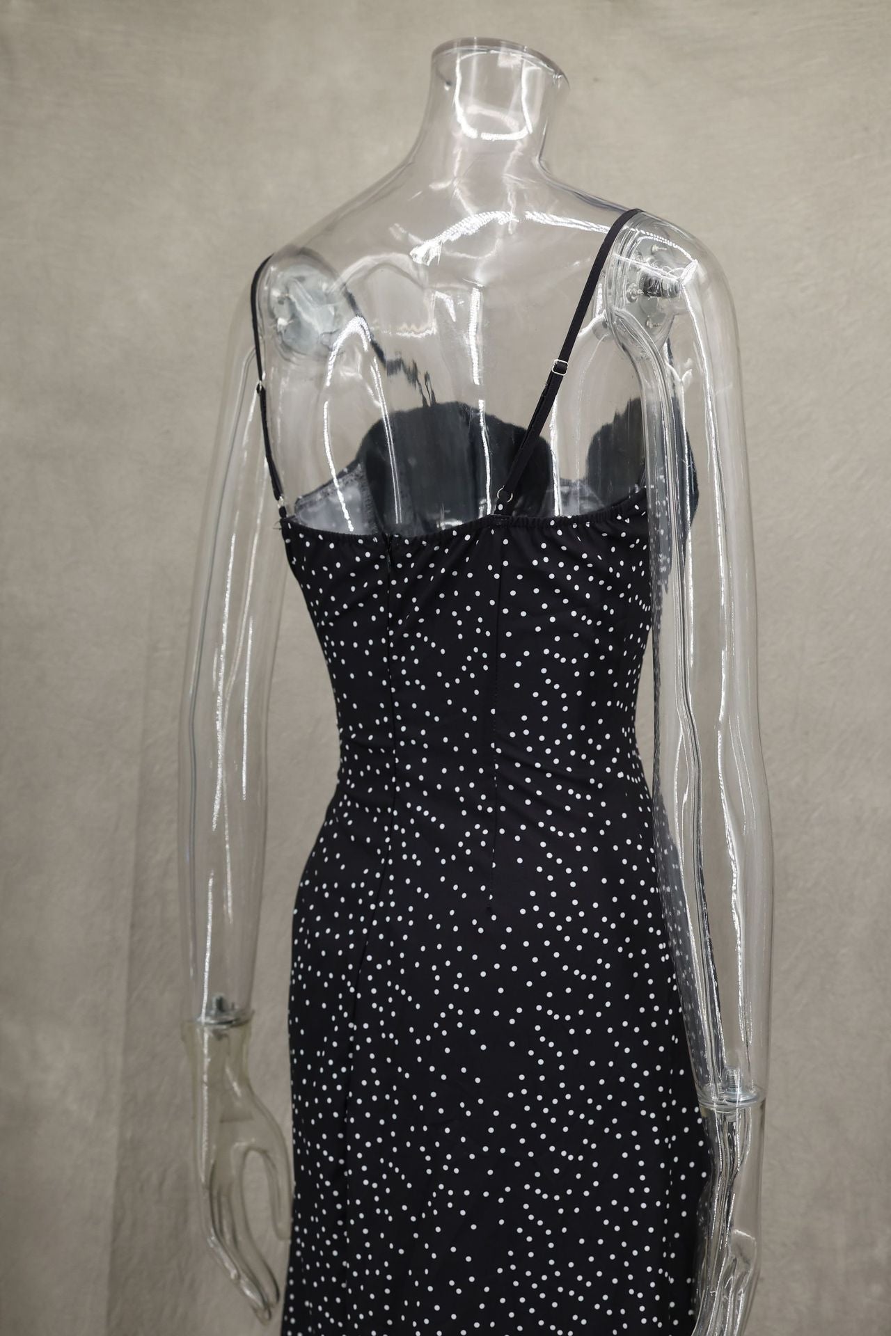 Spring Summer Style Contrast Slim Waist Polka Dot Print Dress 13