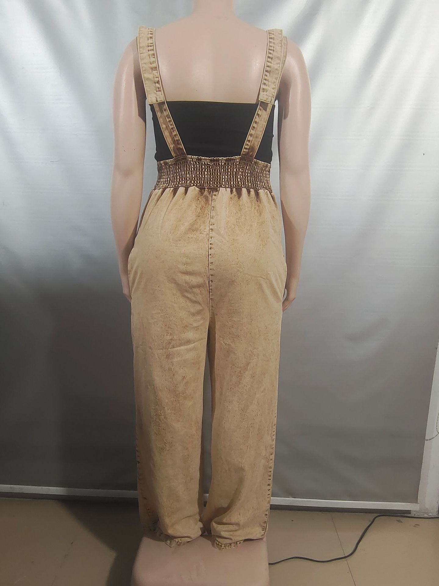 Women Solid Backless Sleeveless Denim Jumpsuits 4