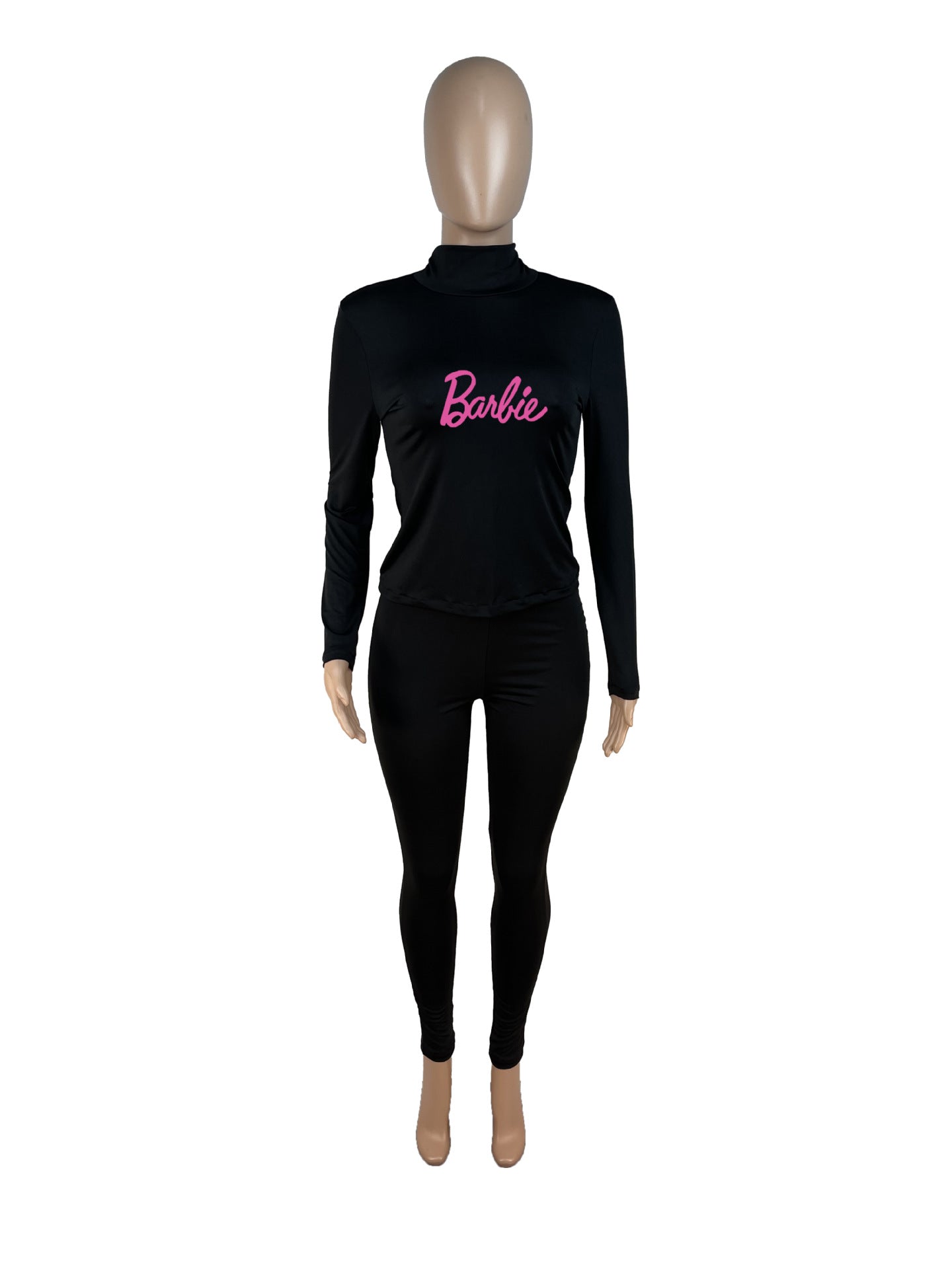 Women Casual Printed Turtleneck Top and Pant Two-piece Set 16