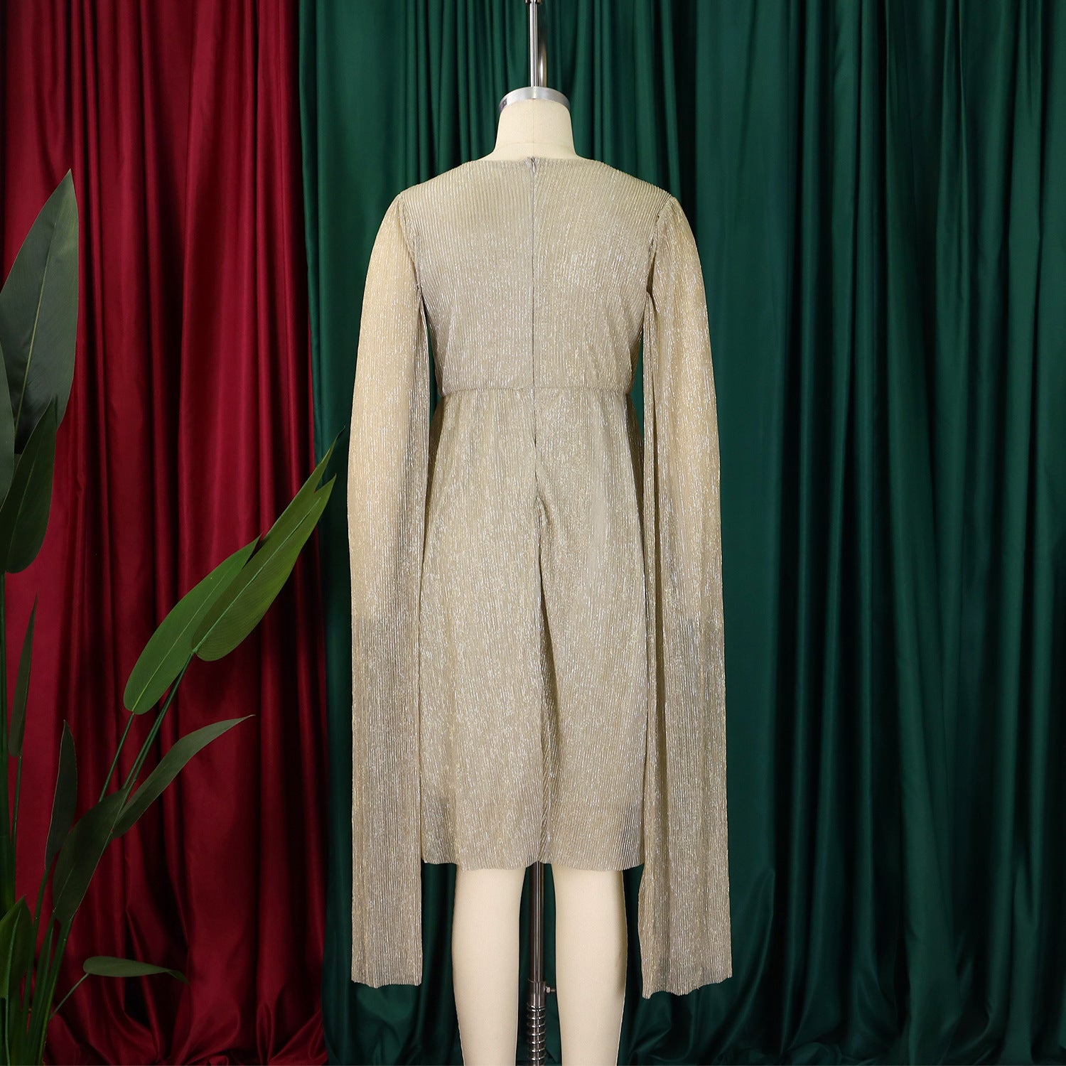 Women's Winter Fashion Chic Elegant V-Neck Long Sleeve Africa Evening Dress 11