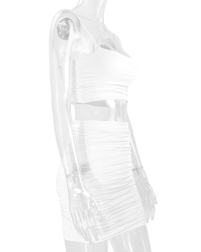 Sexy Camisole Ruched Bodycon Skirt Two-Piece Set For Women 26