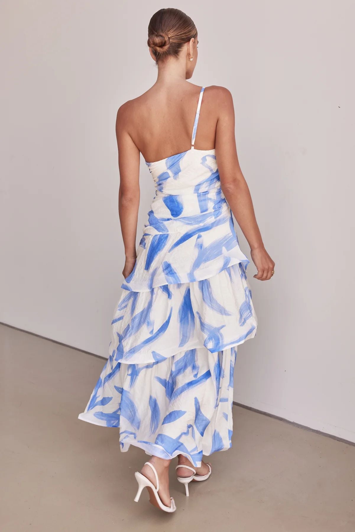 Women Summer One-shoulder strap print dress 19