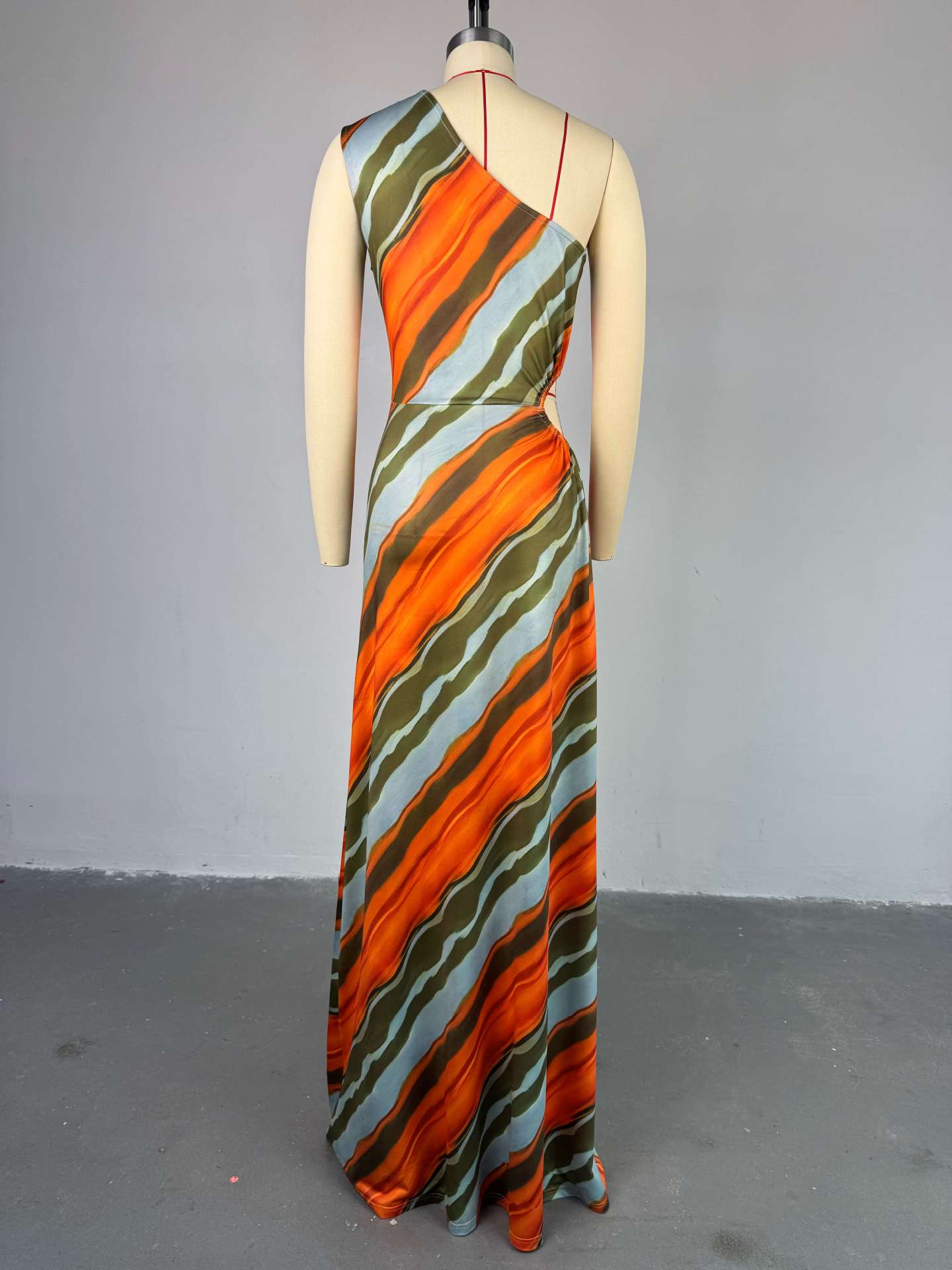 Women Spring Striped Slash Shoulder Dress 5