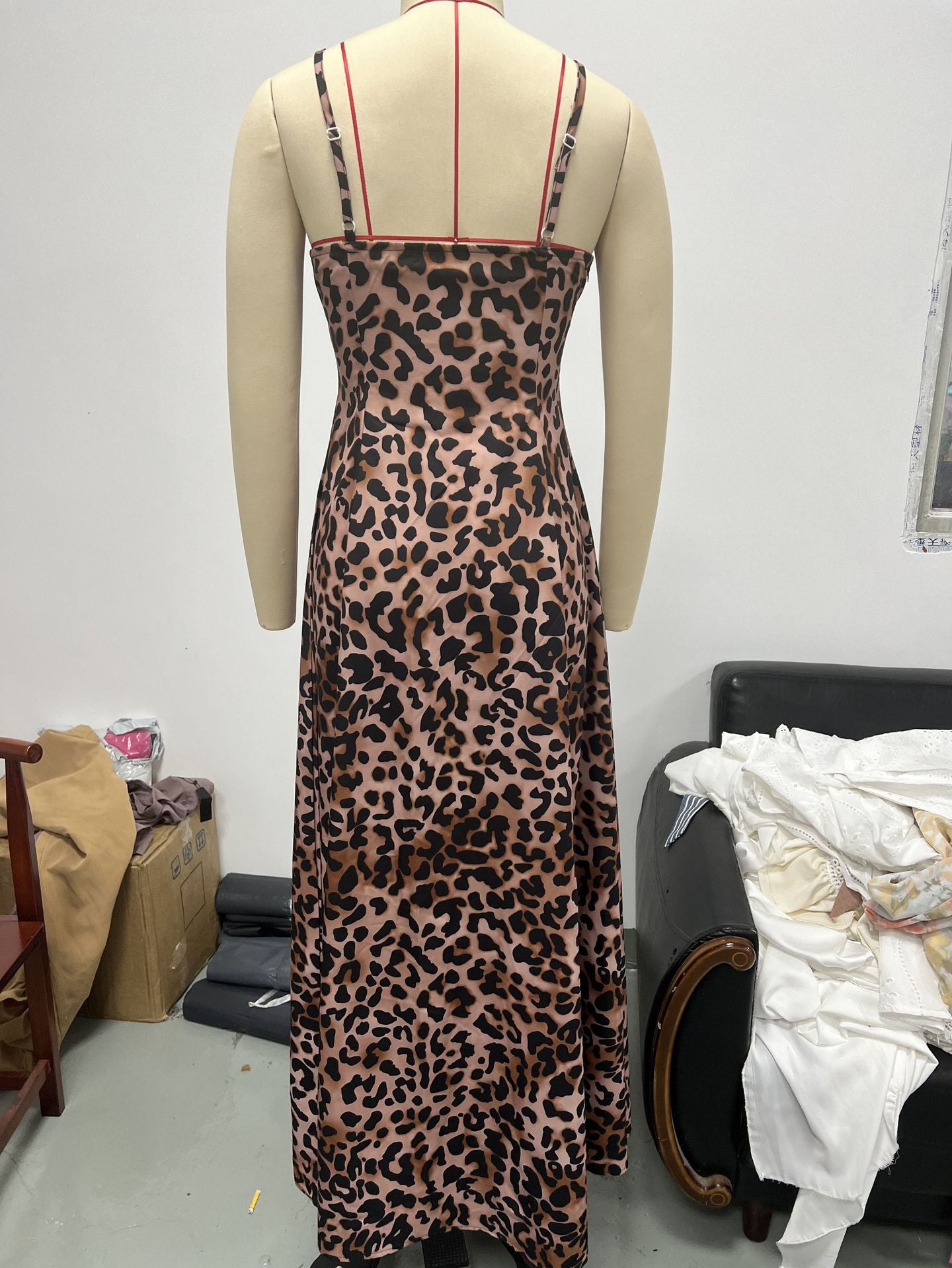 Summer Women's Strap Leopard Print Maxi Dress 6