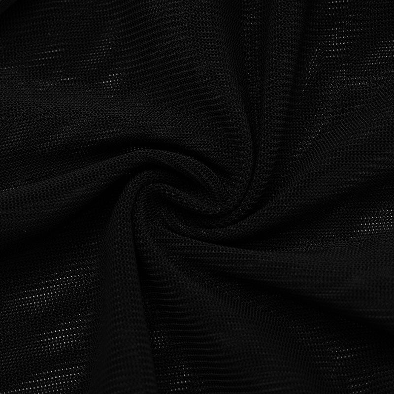 Women Autumn/Winter Cross-Gathered Double-Collared Top and See-Through Mesh Skirt with Three-Piece Knee Pads 29