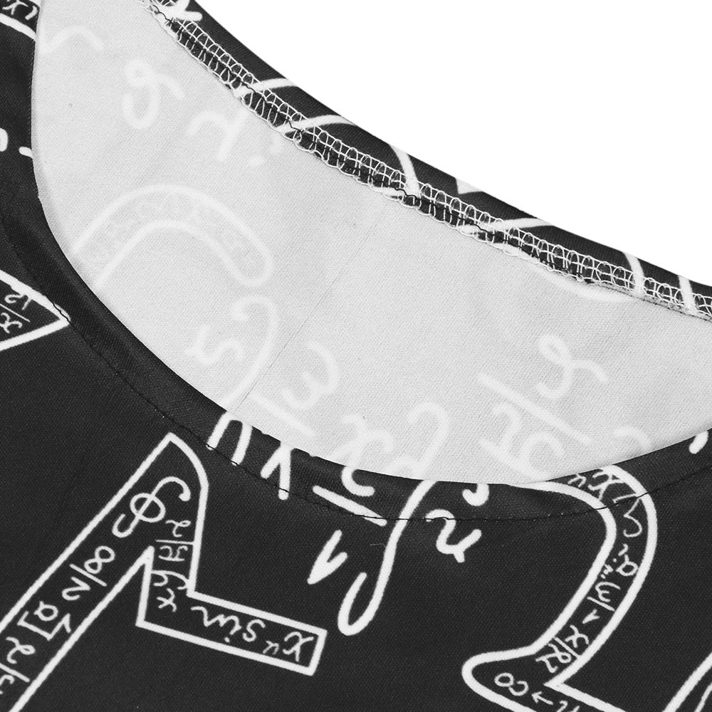 Women's Print Tight Fitting Long Sleeve Two-Piece Midi Shorts Set 21