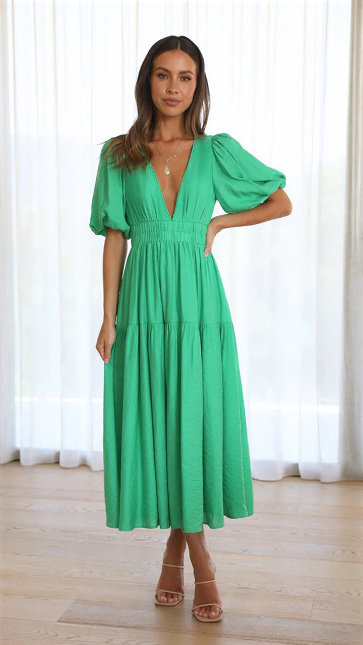 Women Casual Trendy Summer V Neck Dress