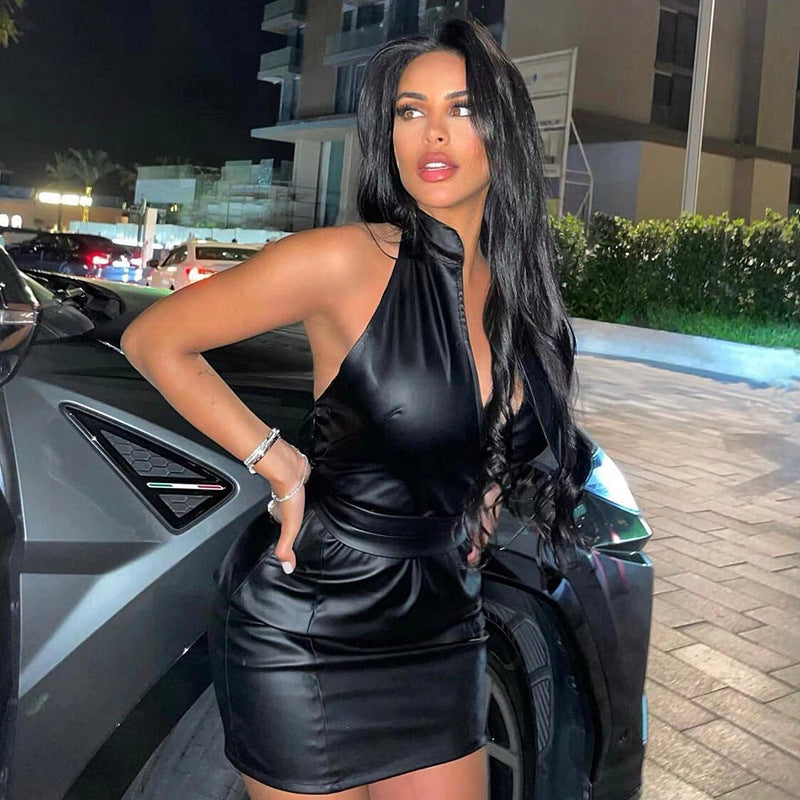 Women Spring and Summer Backless Sexy Belt Bodycon Dress 4