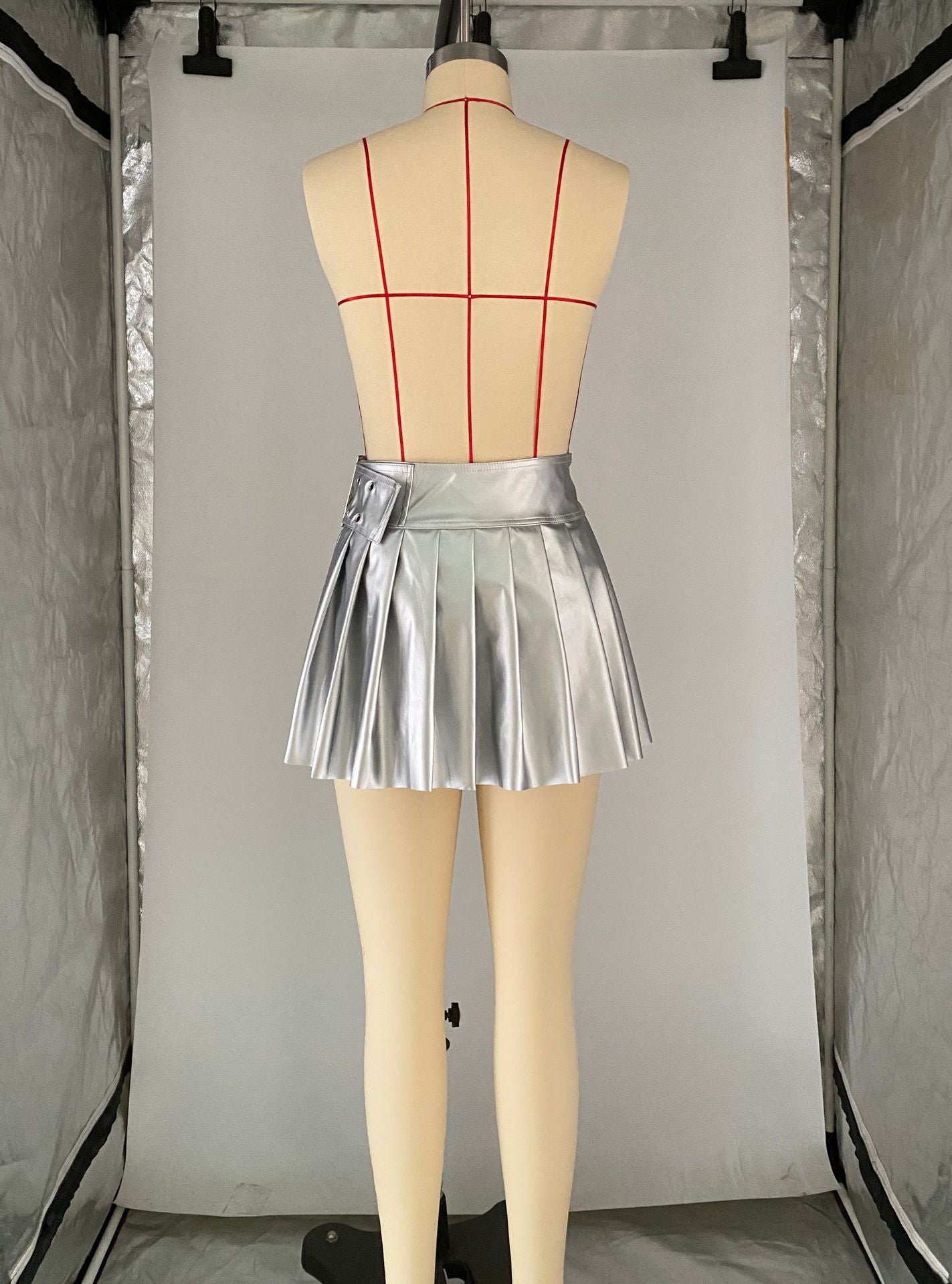 Women's Solid A-Line Pleated Sexy Fashion Mini Pu Leather Skirt 12