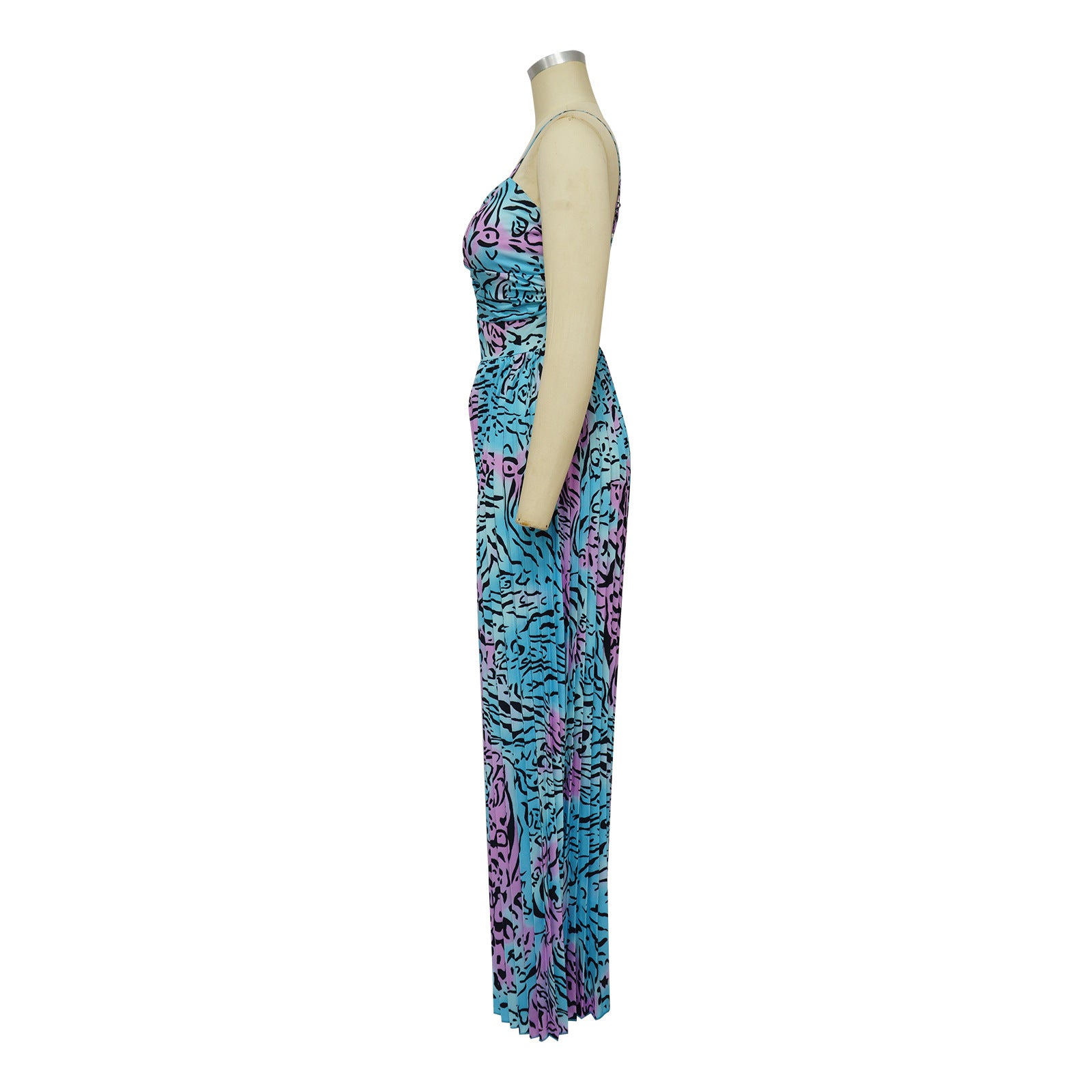 Ladies Fashion Printed Strap Pleated Jumpsuit 18
