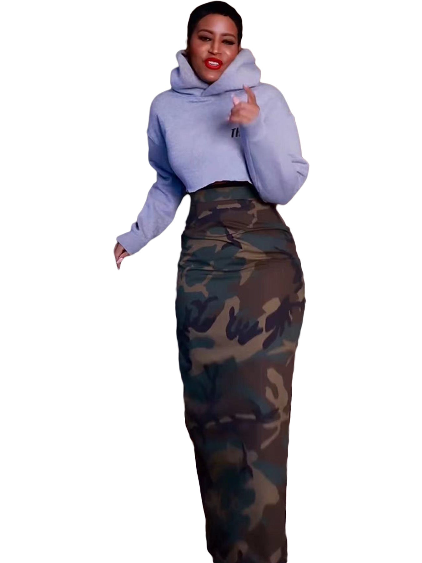 Women camouflage slit Skirt 6