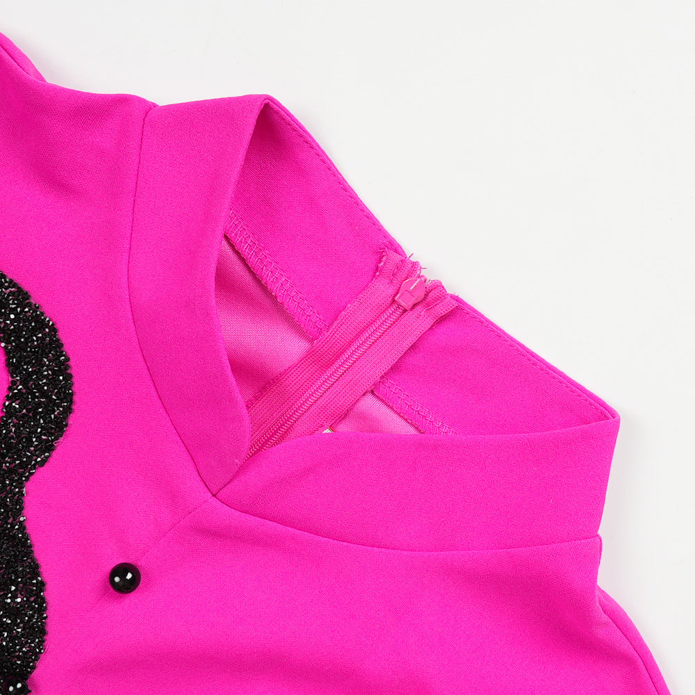 Women long-sleeved button fake two-piece Beaded dress 18