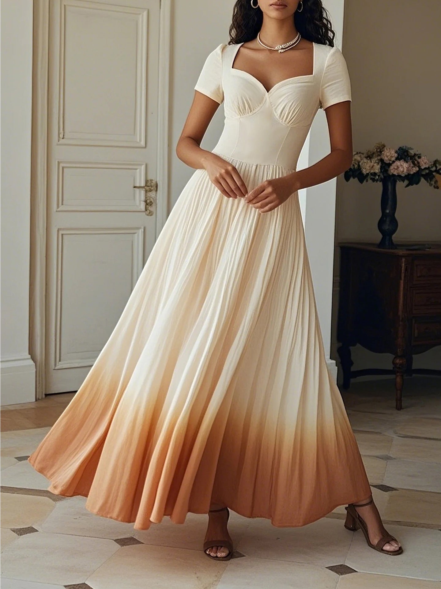 Chic Elegant Ruffle Long Dress