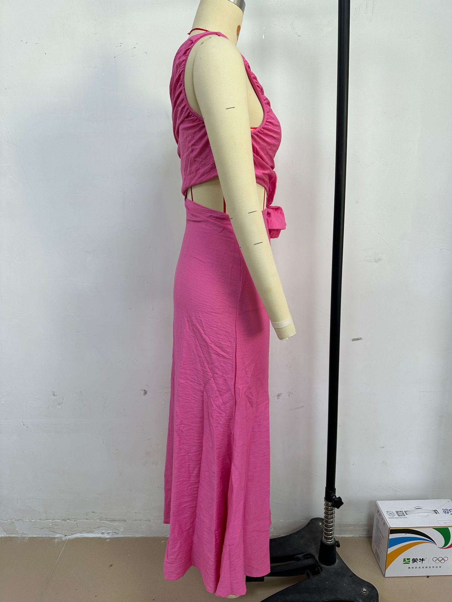 Summer Fashion Women's Sexy Slash shoulder Solid Color Slim Dress 6