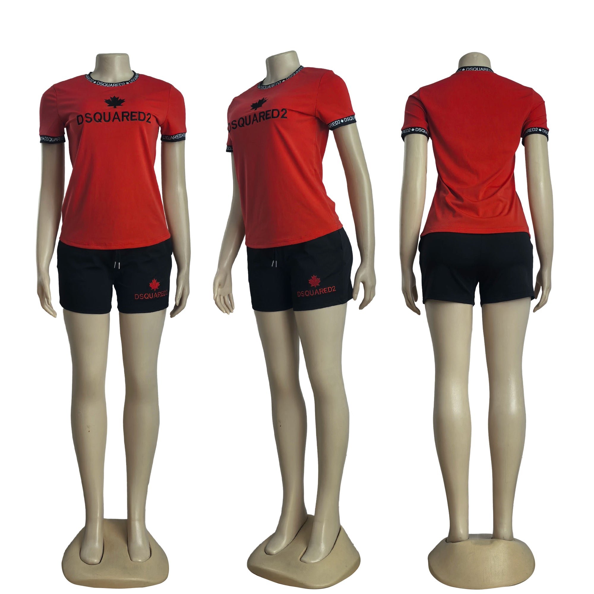 Women Casual Embroidered Short Sleeve Top and shorts two-piece set 5