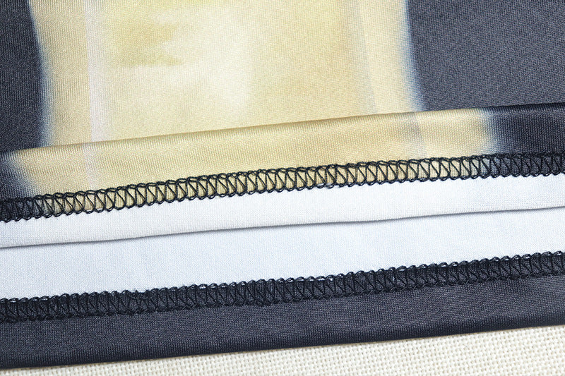 Women print Round Neck short sleeve Bodycon Dress 13