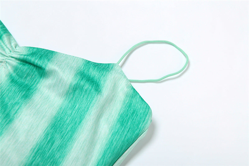 Women summer Casual Style striped print sleeveless suspender Bodycon Dress 16