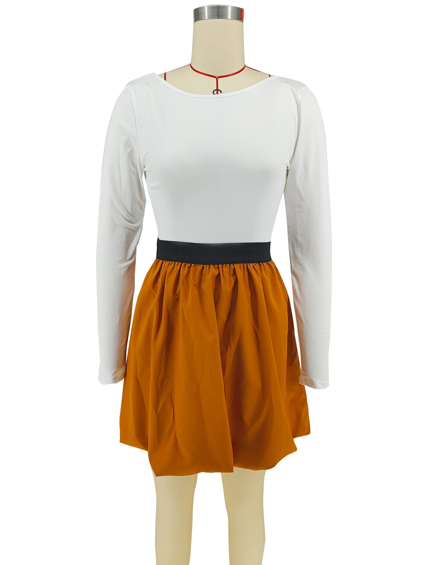 Women Sexy Elegant Long Sleeve Top and Skirt Short Skirt Two-piece Set 6