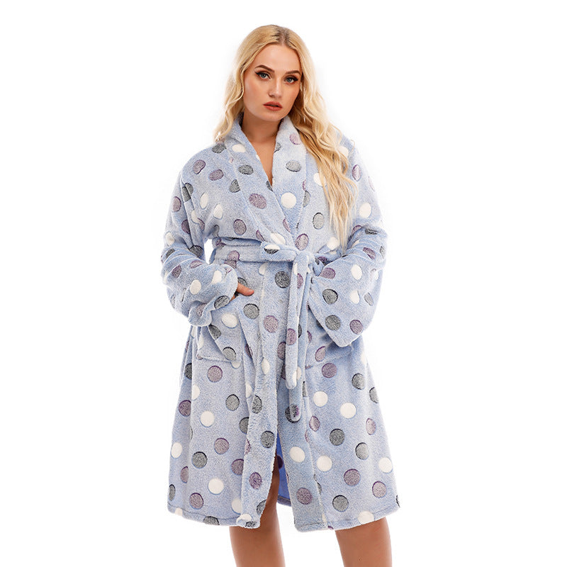 Warm nightgown women's autumn and winter Plus Size Casual women's pajama 9