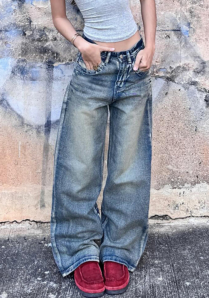 Women No Stretchy Denim Wide Leg Pants