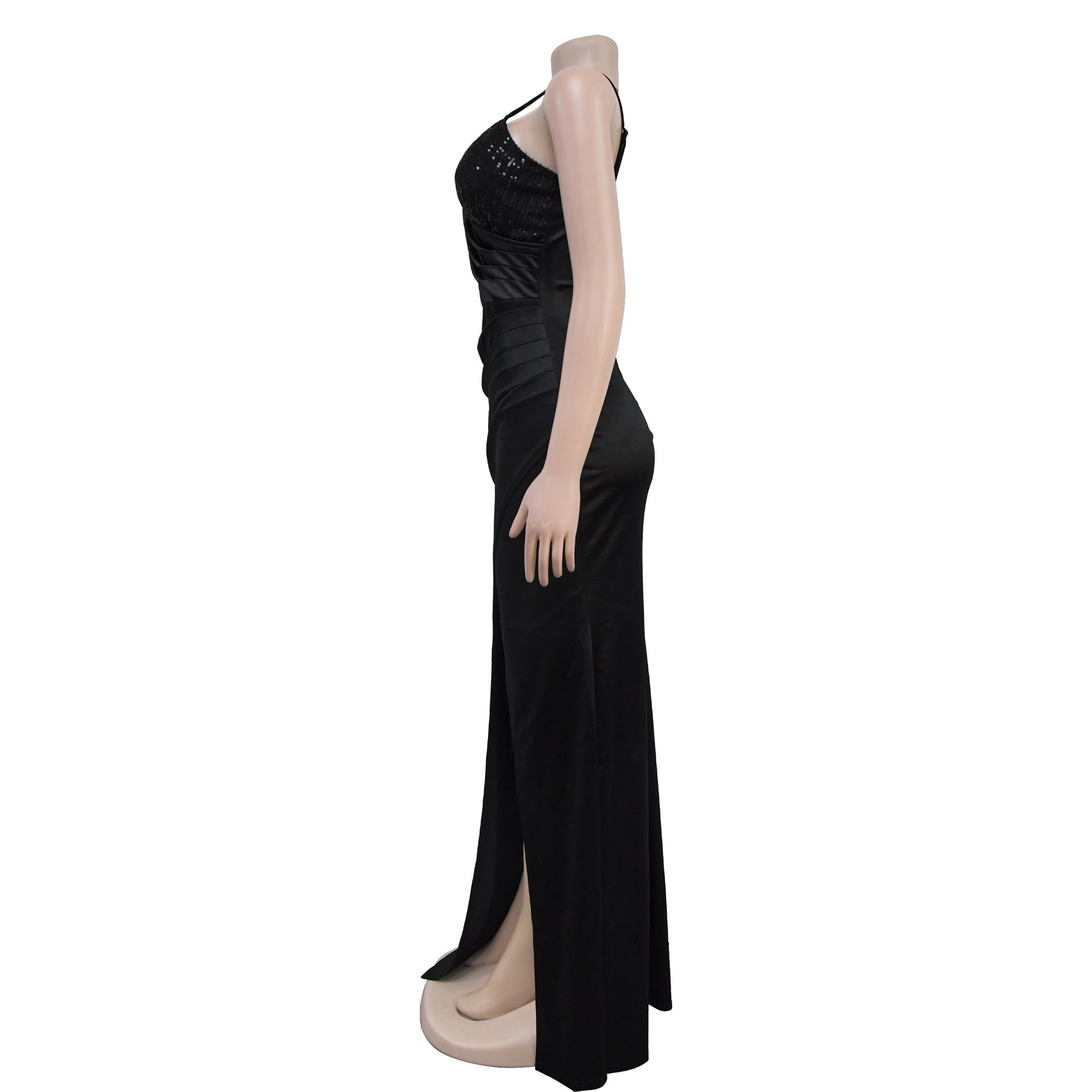 Fashion Women's Strap Slim Solid Color Long Evening Dress（customized,MOQ 6pcs/size/color,process time 7-10 days） 7
