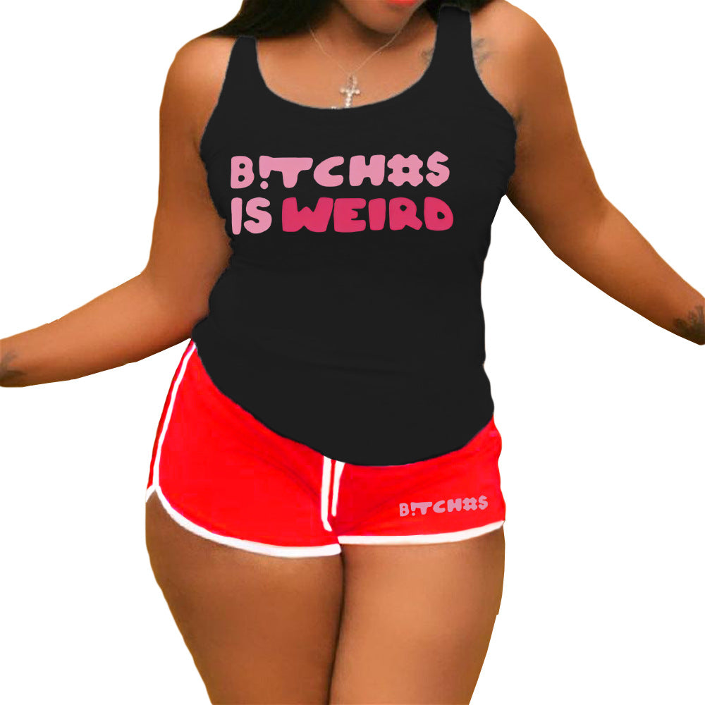 Women vest shorts sports yoga two piece set 8