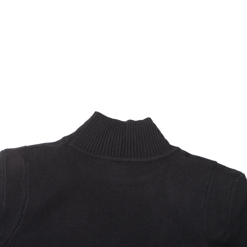 spring Stand Collar Long-sleeved Patchwork lace-up slim long dress 10