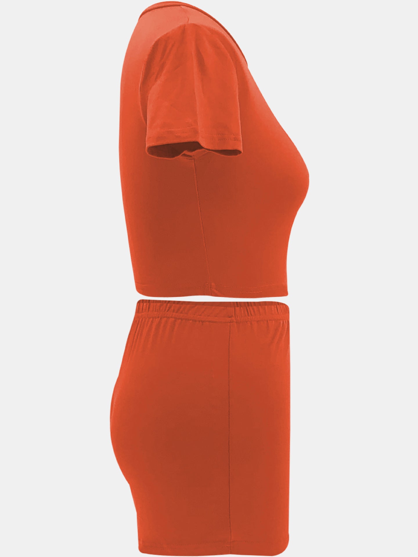 Women Summer Solid Crop Top Shorts Two-Piece Set 27