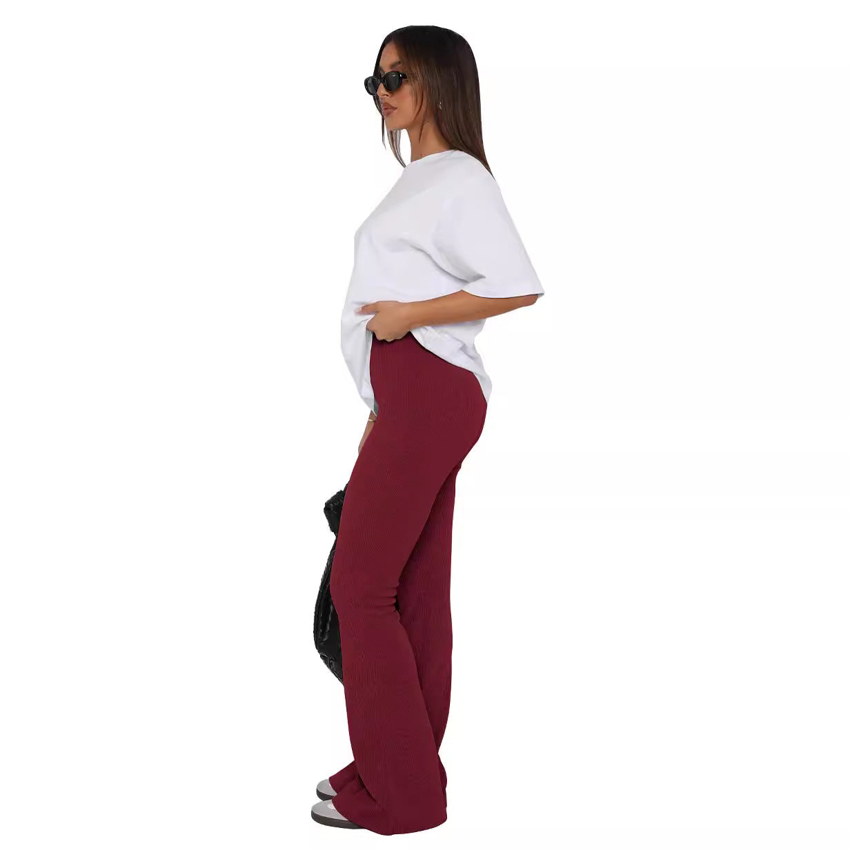 Women Elastic Bell Bottom Pants 11