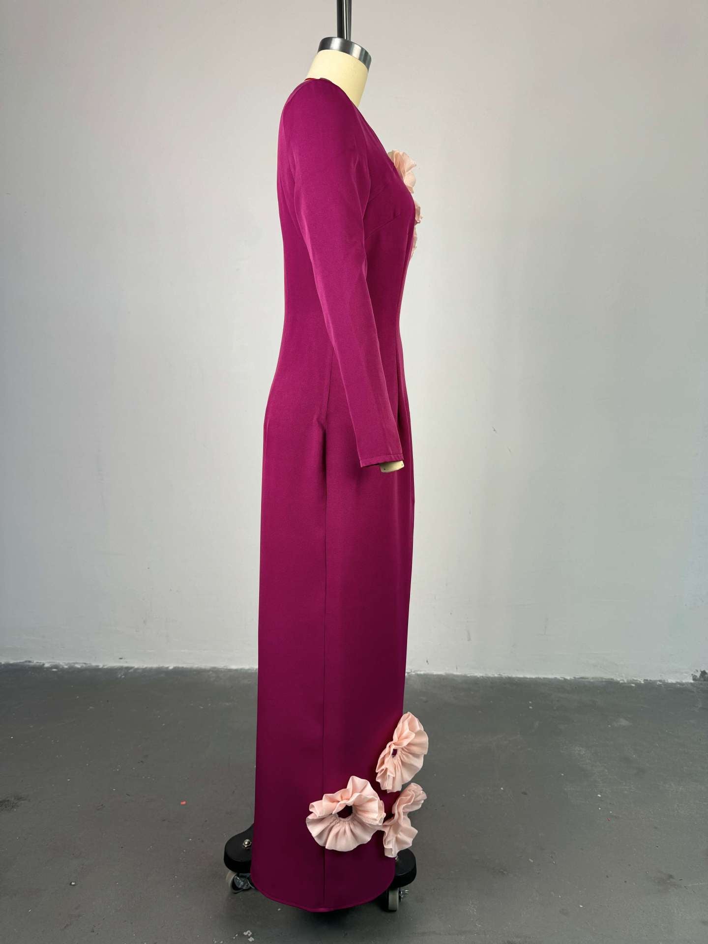 Women's Spring Chic Elegant Square Neck Flower High Waist Slim Fit long Dress 7