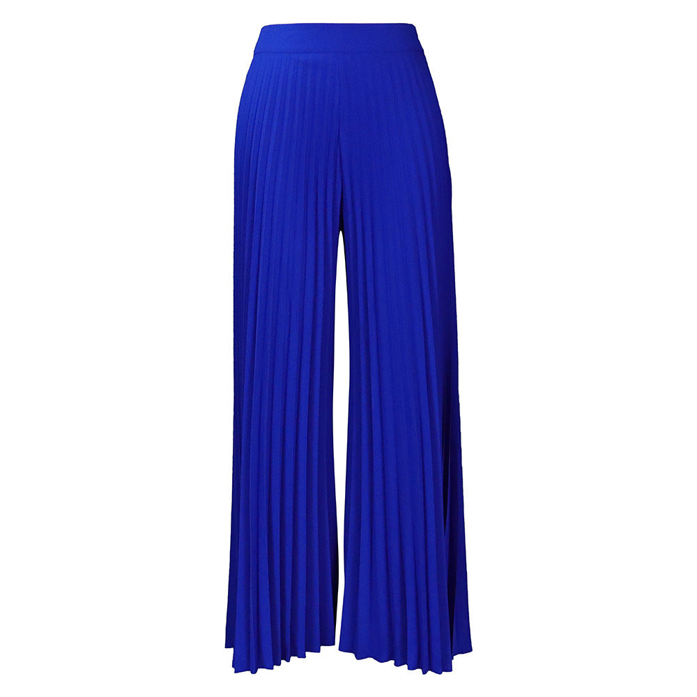 Ladies Summer Fashion Chic Pleated Pants High Waist Wide Leg Pants 13