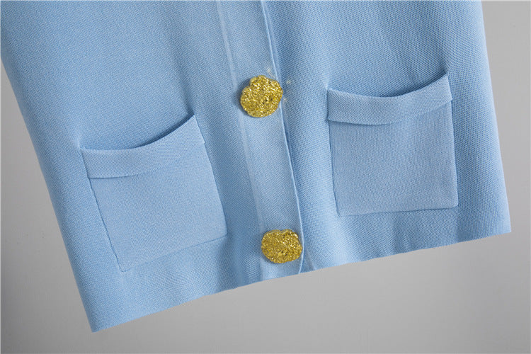 Button V-neck Knitted Vest Casual Pants Fashion Two-piece Suit 10