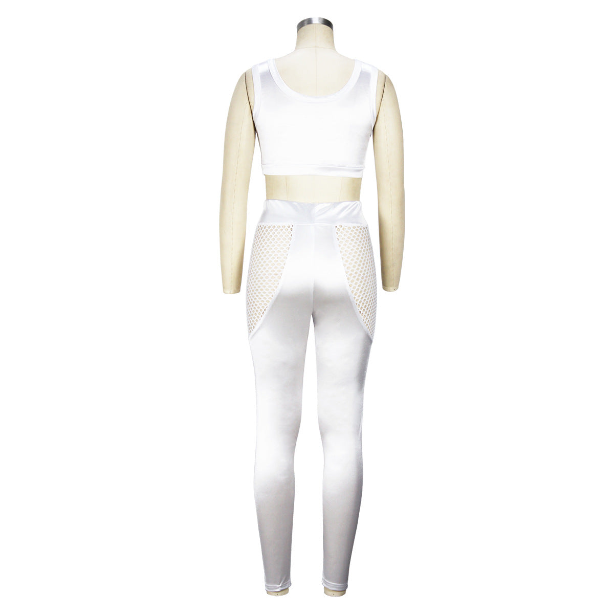 Hollow Mesh Hole See-Through Sexy Suit Mesh Patchwork Vest Trousers Two-piece Set 13