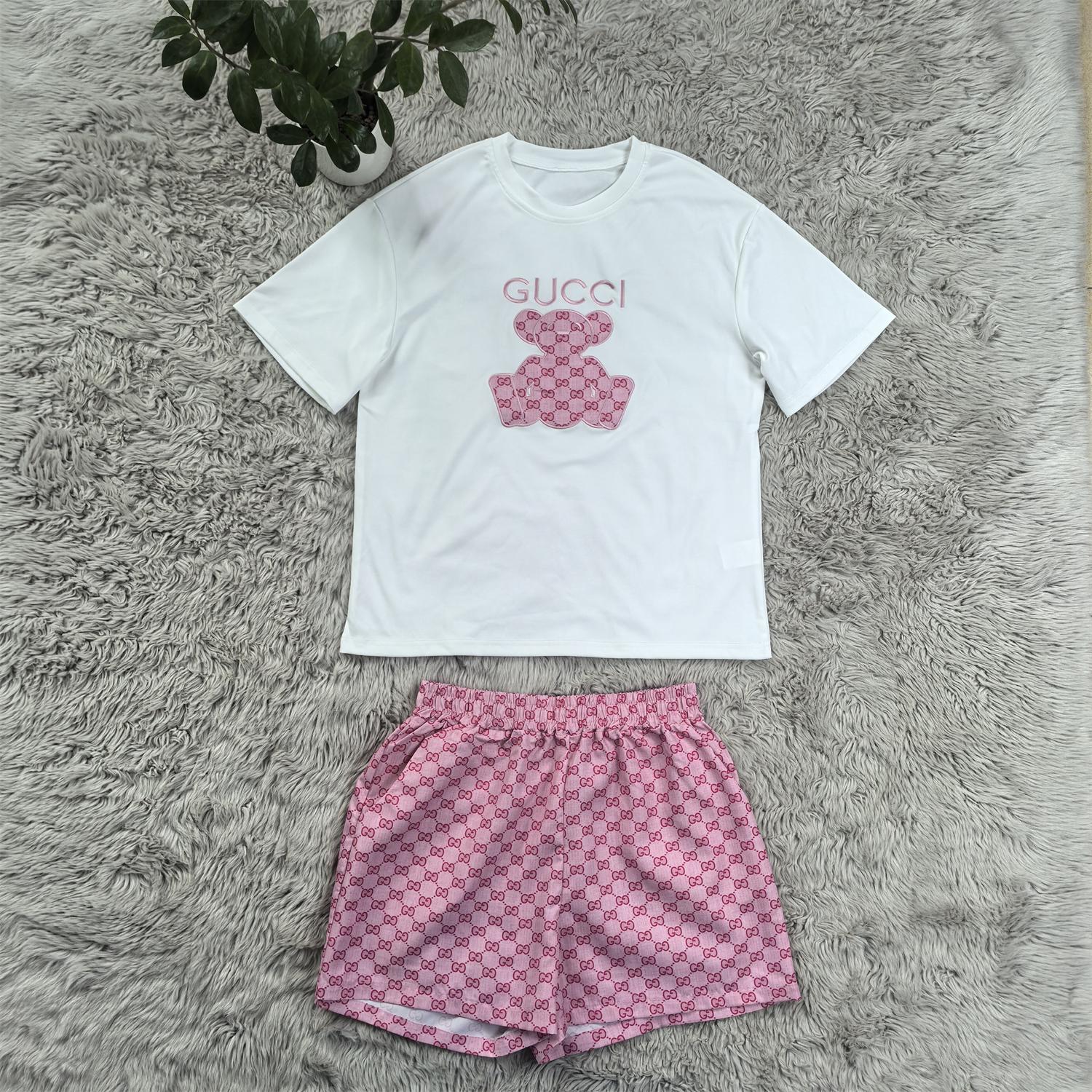 Women's Summer Embroidered & Printed Short-Sleeved Shorts Set 6