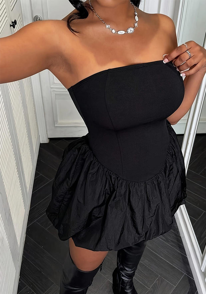 Women Summer Patchwork Strapless Dress