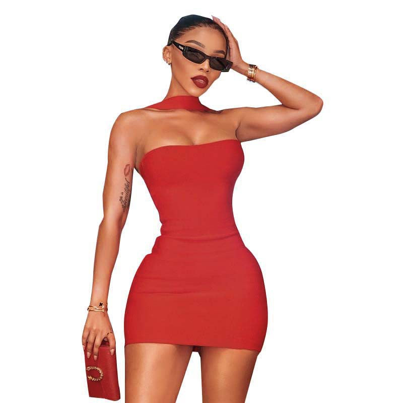 Women Spring Solid Strapless Dress 8