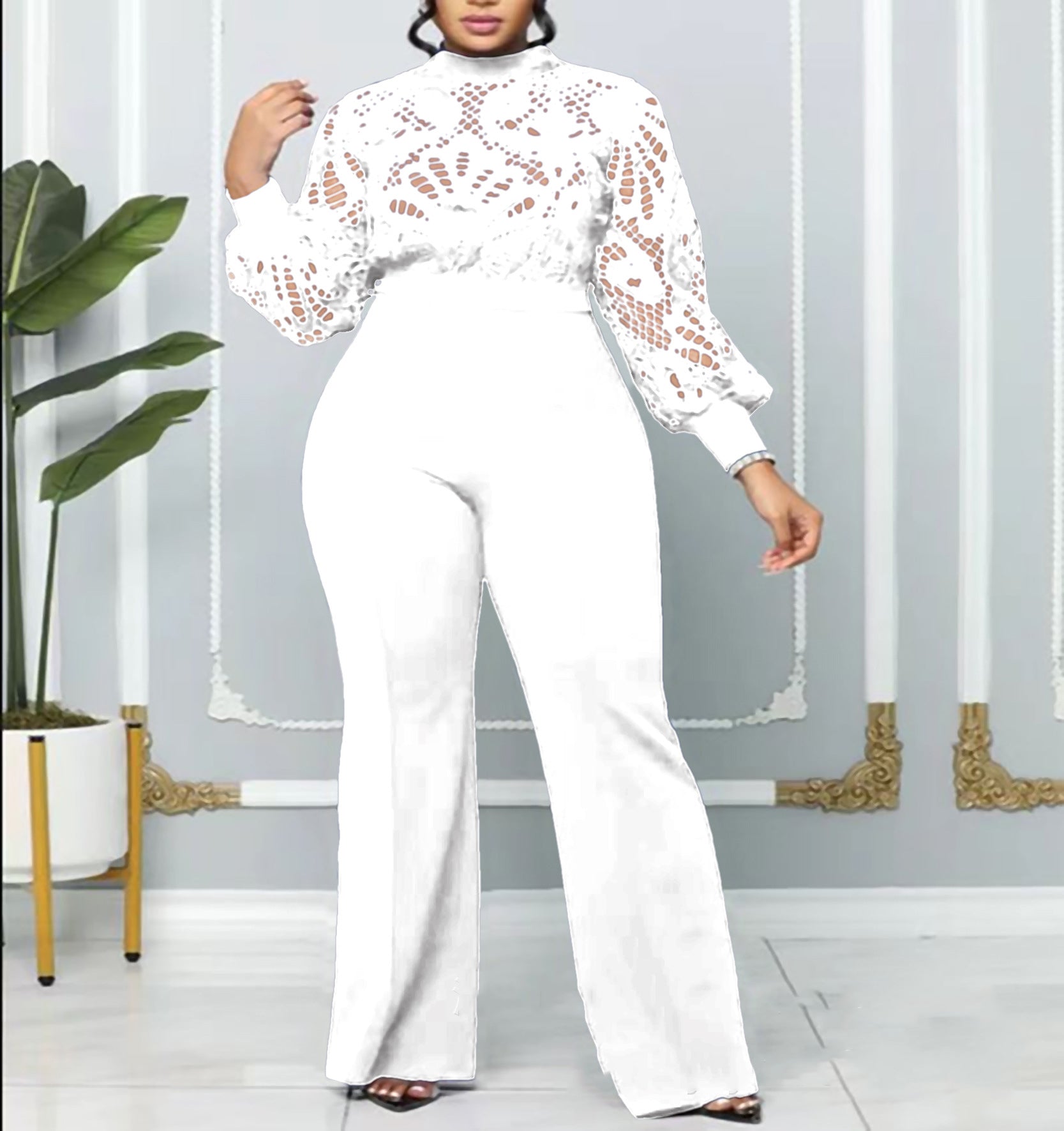 Plus Size Women Lace Casual Jumpsuit 5