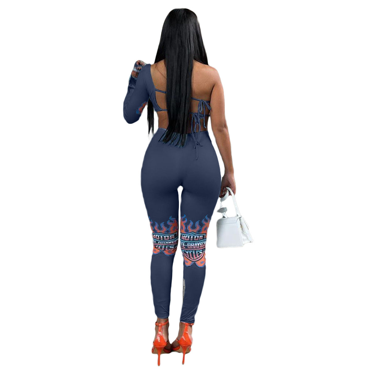 Women Print Single Sleeve Top and Pant Casual Two-piece Set 7