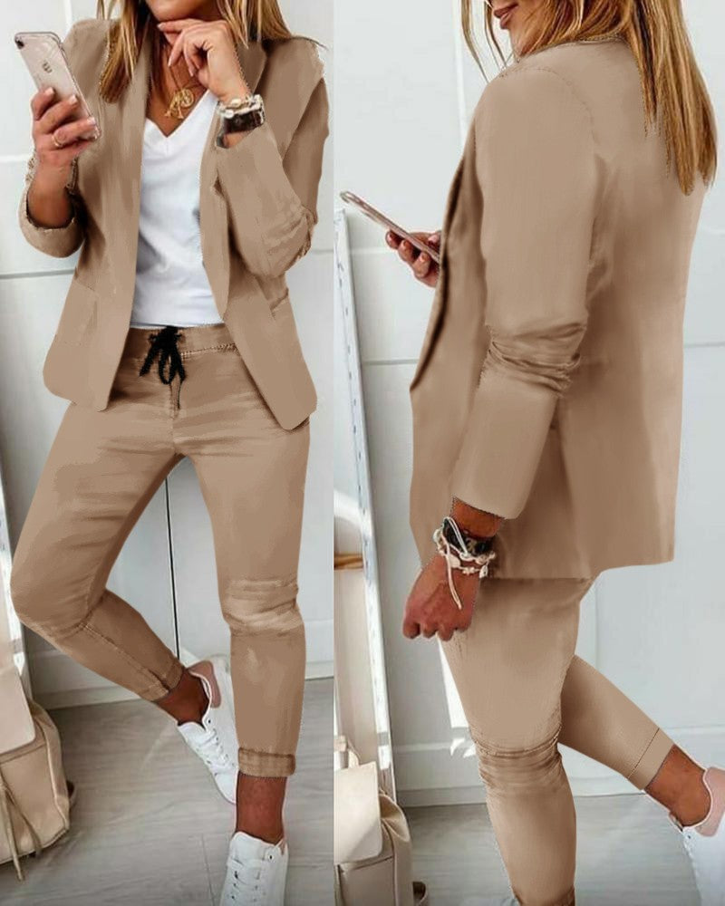 Casual Fashion Suit Women's Blazer and Pants Suit 3