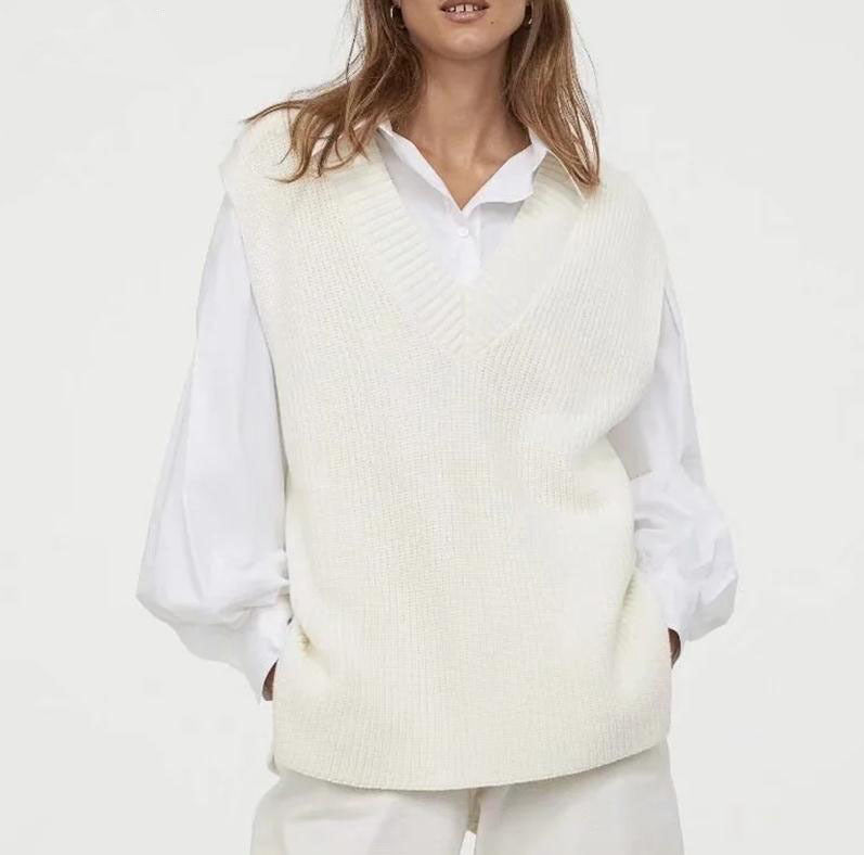 Fall and winter long-sleeved v-neck sexy pullover loose sleeveless sweater 5