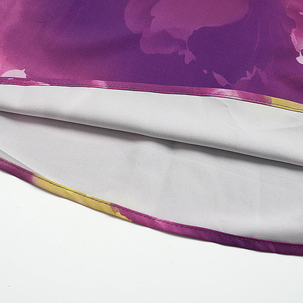 Print Button A-Line Plus Size Dress 15