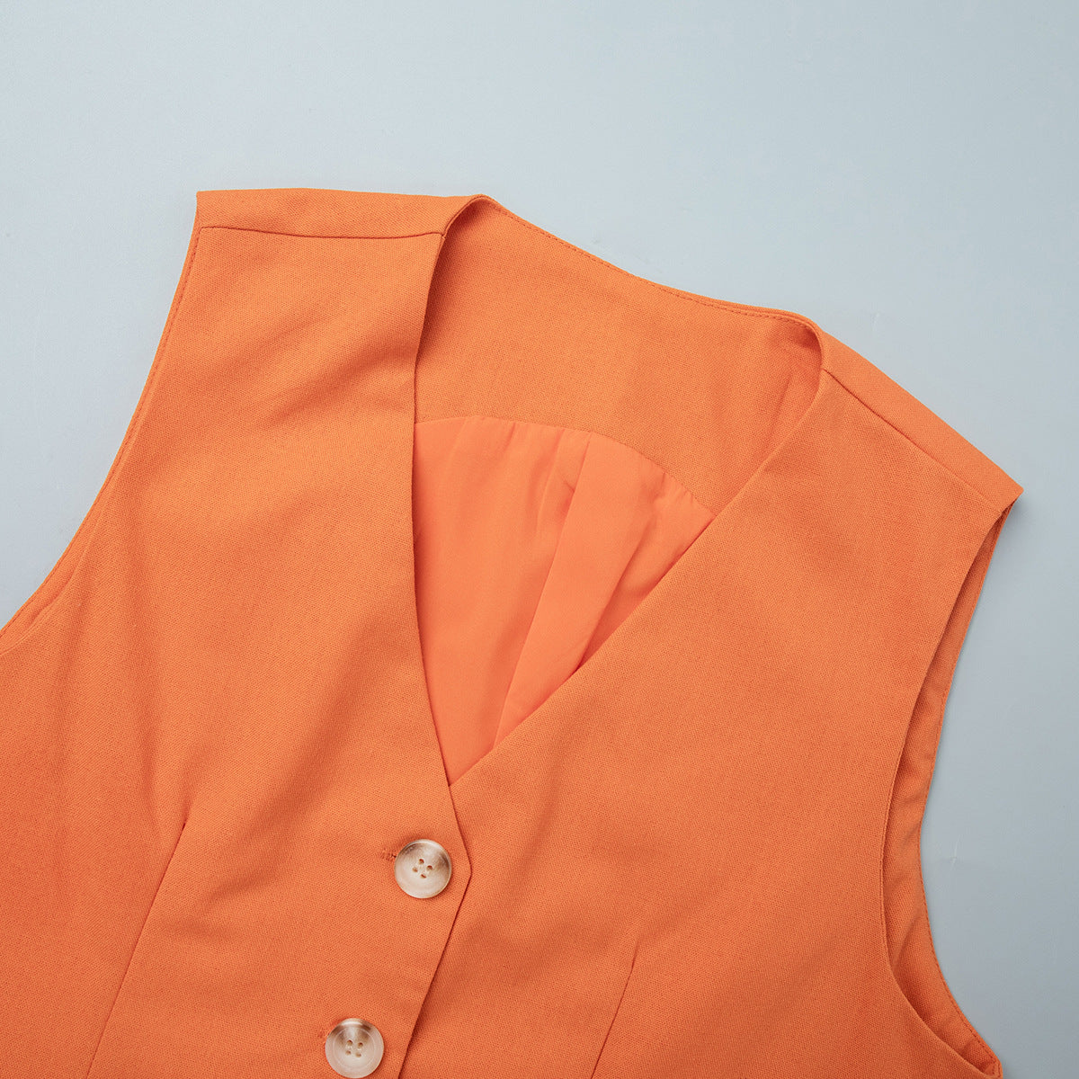 Women Orange Sleeveless Top and Skirt Casual Two Piece Set 13